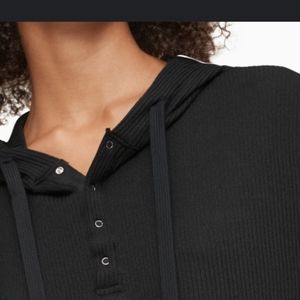 Calvin Klein Ease long sleeve hoody ribbed. Choose black